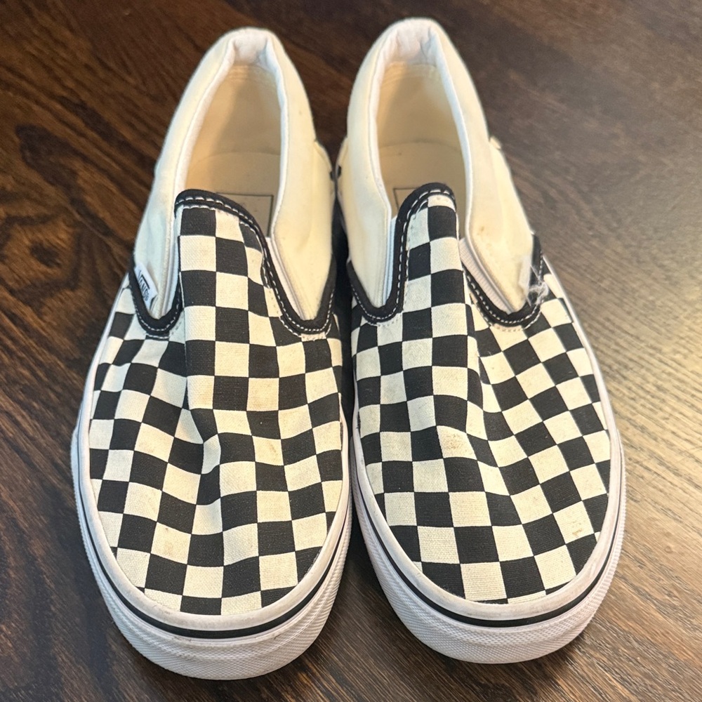 Vans  Black and White Checkered Slip-On Sneakers